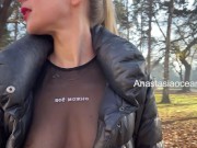 Preview 4 of Beauty flashes her big boobs while walking in a public park.