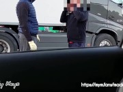 Preview 5 of French slut gives a blowjob to a real trucker on the highway - real amateur