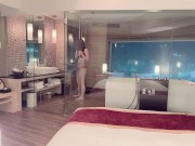Preview 2 of 【個人撮影】夜景の見えるホテルのお風呂でイチャイチャ♡立ちバックで激しく突く生ハメSEXがエロい♡Japanese amateur hentai ／日本人／素人カップル／パイパン／美少女／色白
