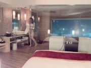Preview 3 of 【個人撮影】夜景の見えるホテルのお風呂でイチャイチャ♡立ちバックで激しく突く生ハメSEXがエロい♡Japanese amateur hentai ／日本人／素人カップル／パイパン／美少女／色白