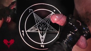 Handjob in latex gloves - a tribute to Baphomet