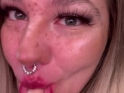 Preview 4 of ASMR AHEGAO sucking moaning giggling sounds from Sexy cute blonde MILF