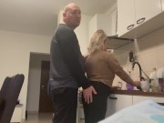 Preview 2 of Hot ass big boobs pregnant wife suck in the kitchen
