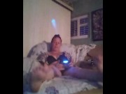 Preview 1 of BBW Smoking Cigarettes and Playing Video Games In Black Bra and Panties Part 2