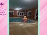 Preview 2 of Dare: Chub Sissy Swims in Bikini in Public Pool