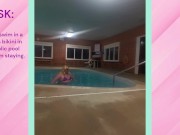 Preview 3 of Dare: Chub Sissy Swims in Bikini in Public Pool