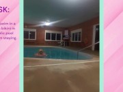 Preview 4 of Dare: Chub Sissy Swims in Bikini in Public Pool