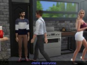 Preview 1 of The sims 4, Kinky housewife is cheating on her husband back in kitchen