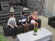 Preview 3 of The sims 4, Kinky housewife is cheating on her husband back in kitchen