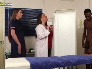 Preview 5 of CFNM IR 3some BJ and HJ for cum sample by slutty nurses