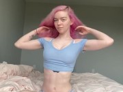 Preview 4 of Pretty Pink Haired Girl Strips and Plays with Her Pussy