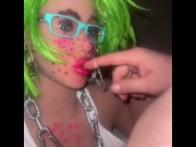 Preview 2 of Guy has small dick from puffing clouds and gets sloppy bj from alt goth sex doll