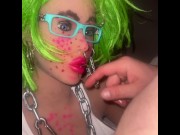 Preview 3 of Guy has small dick from puffing clouds and gets sloppy bj from alt goth sex doll