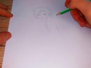 Preview 4 of Hentai Japanese woman with long hair pissing on the floor