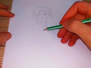 Preview 5 of Hentai Japanese woman with long hair pissing on the floor