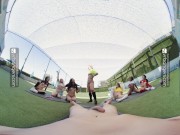 Preview 3 of VR Bangers Group of horny babes seducing soccer coach VR Porn