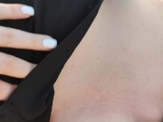 Preview 1 of Mistress Lara touches her big boobs in bikini on the beach