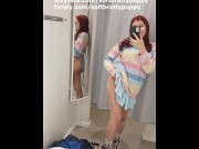 Preview 4 of OUTDOOR RED HAIR BITCH walking with a PLUG and MASTURBATING in the DRESSING ROOM