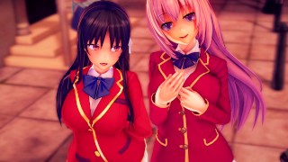 Spending the Day Fucking Cute Girls from Classroom of the Elite Until Creampie - Hentai Compilation