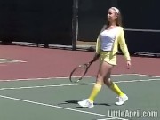 Preview 1 of Teen masturbates outdoors after tennis