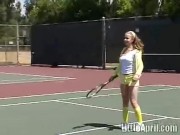Preview 3 of Teen masturbates outdoors after tennis