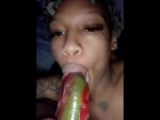Preview 1 of That fruit roll up wrapped around his big dick made my mouth so watery!💦🤤Cum in my mouth daddy😘