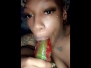 Preview 6 of That fruit roll up wrapped around his big dick made my mouth so watery!💦🤤Cum in my mouth daddy😘