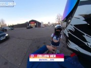 Preview 6 of Naked Teen Riding A Motorcycle On The Public Road And Flashing Drivers + Sexy Outfit