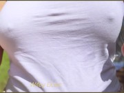 Preview 6 of MILF Hiking with a wet white shirt and no panties