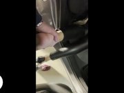 Preview 1 of Naughty stepsister rests in car and plays with stinky feet (foot fetish, barefoot, soles, feet car)