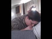 Preview 4 of Morning Blowjob While Husband Is Away. Cum Hungry Milf Swallows It All