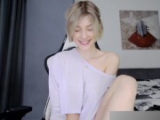 Preview 2 of Cheerful little Kimori with a vibrator between her legs teases you with her ass and tits close
