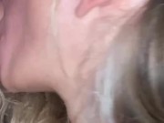 Preview 4 of Blonde girl sucks and get double fucked for her birthday