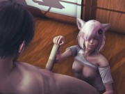 Preview 1 of Neko schoolgirl jerks off teacher's cock for grade