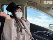 Preview 6 of In-car blowjobs and handjobs from a remote rotor walk date Amateur wife's service was too erotic.