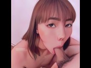 Preview 2 of Cute animated Asian teen blowjob and swallows - real person animated