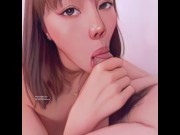 Preview 6 of Cute animated Asian teen blowjob and swallows - real person animated