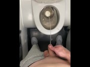 Preview 2 of First time EVER flying piss in public restroom felt amazing! My new kink! Desperate moaning