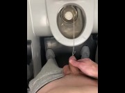 Preview 3 of First time EVER flying piss in public restroom felt amazing! My new kink! Desperate moaning