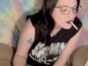 Preview 6 of vibe with a nerdy, goth/emo, big titty milf. daily upload.