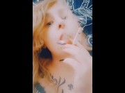 Preview 5 of redhead girl plays with her tits and smokes a cigarette