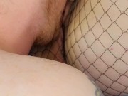 Preview 1 of He rips open my fishnets and makes me cum on his tongue💦 👅