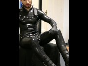 Preview 1 of Latex Dominant Master with his Caged Boot Worshipper