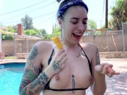 Preview 4 of hairy slut eats a popsicle and makes herself a dripping mess