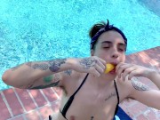 Preview 6 of hairy slut eats a popsicle and makes herself a dripping mess