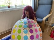 Preview 4 of British milf inflates a giant beachball by mouth