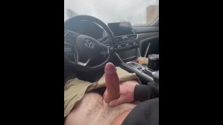 Horny cumming in the car 