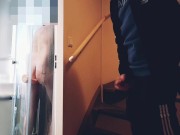 Preview 5 of straight roommate caught secretly jerk off while hot guy fuck himself under shower