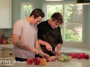 Preview 5 of College Jock's Cooking Lesson Turns Into Passionate First Gay Fuck - DisruptiveFilms
