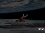 Preview 4 of Female sex android plays with a sexy ebony in the space station